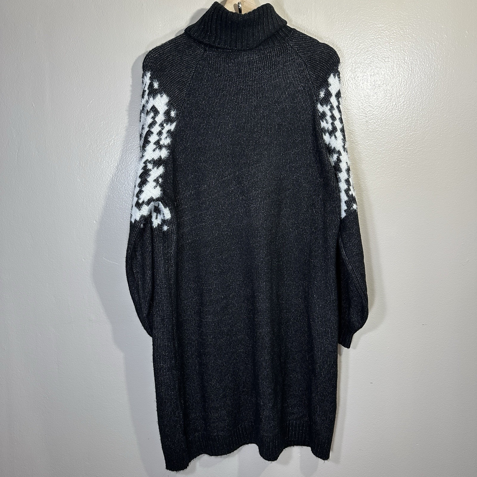 Nwt Maurice's Women's Xl Fair Isle Sweater Dress Black Fuzzy — image 3 of 8